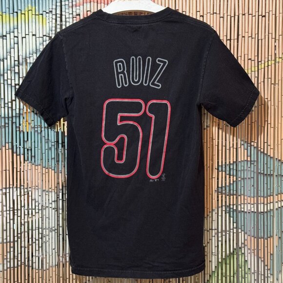 Philadelphia Phillies Carlos Ruiz 51 100% Cotton Majestic T-Shirt, Black, Small - Picture 1 of 11